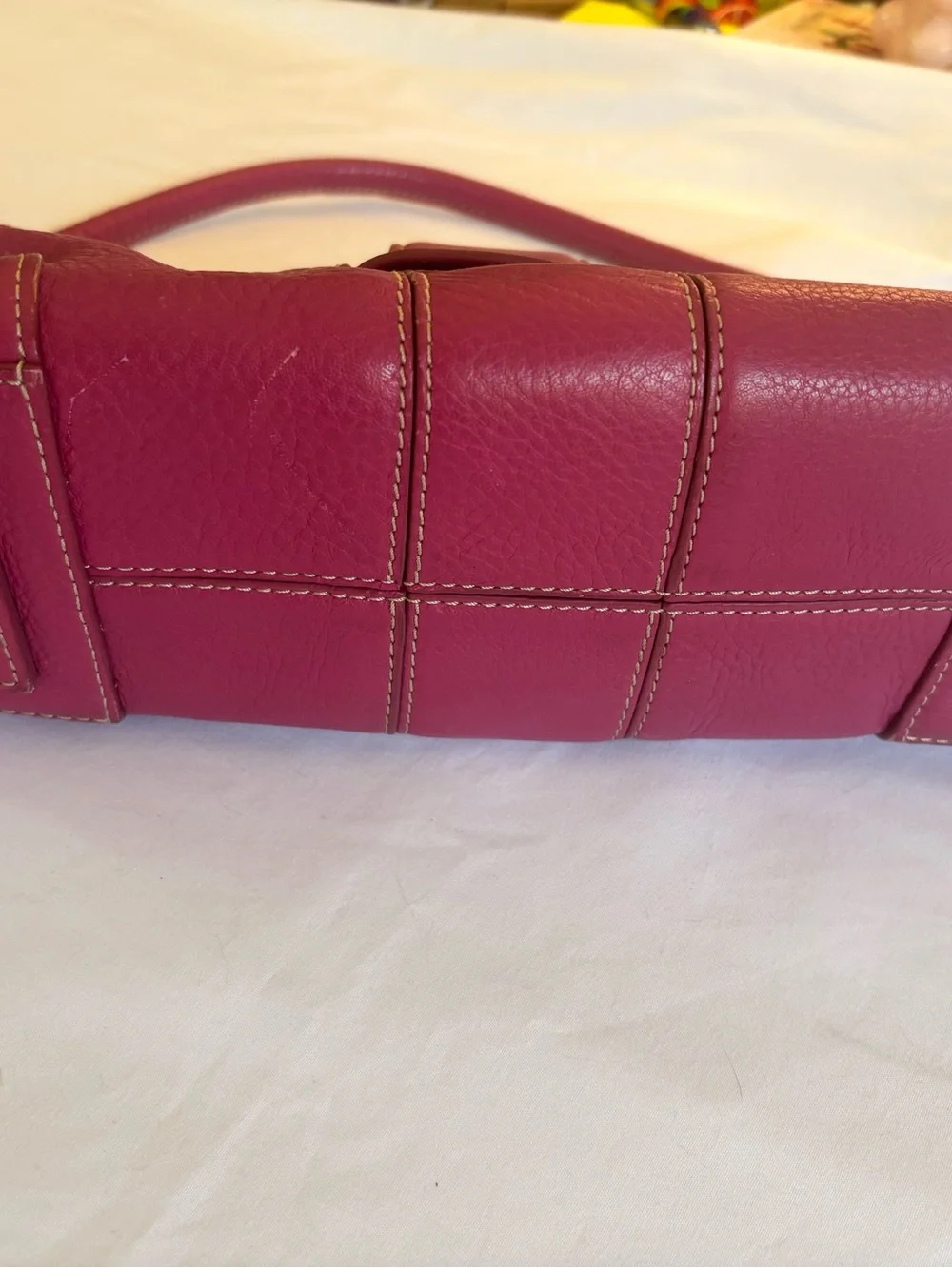 Ann Taylor Rose-Pink Leather Shoulder Bag with Front Tab